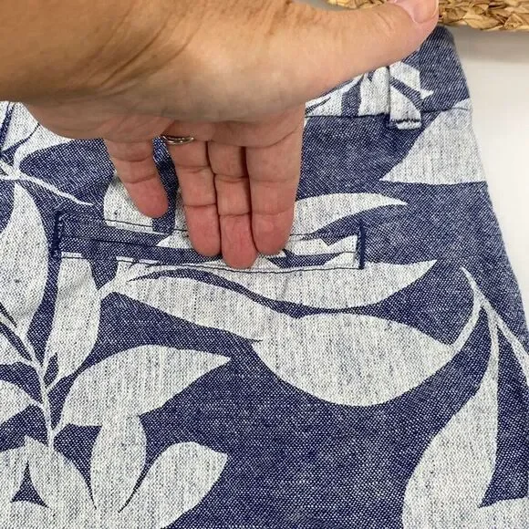 Old Navy Everyday Shorts Linen Blend Tropical Hawaiian Print Chambray Pockets Bl - Picture 7 of 10
